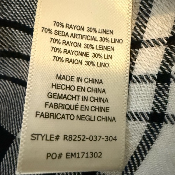 Cloth & Stone Anthropologie Plaid Button Front Linen Blend Shirt Dress L - Picture 10 of 10